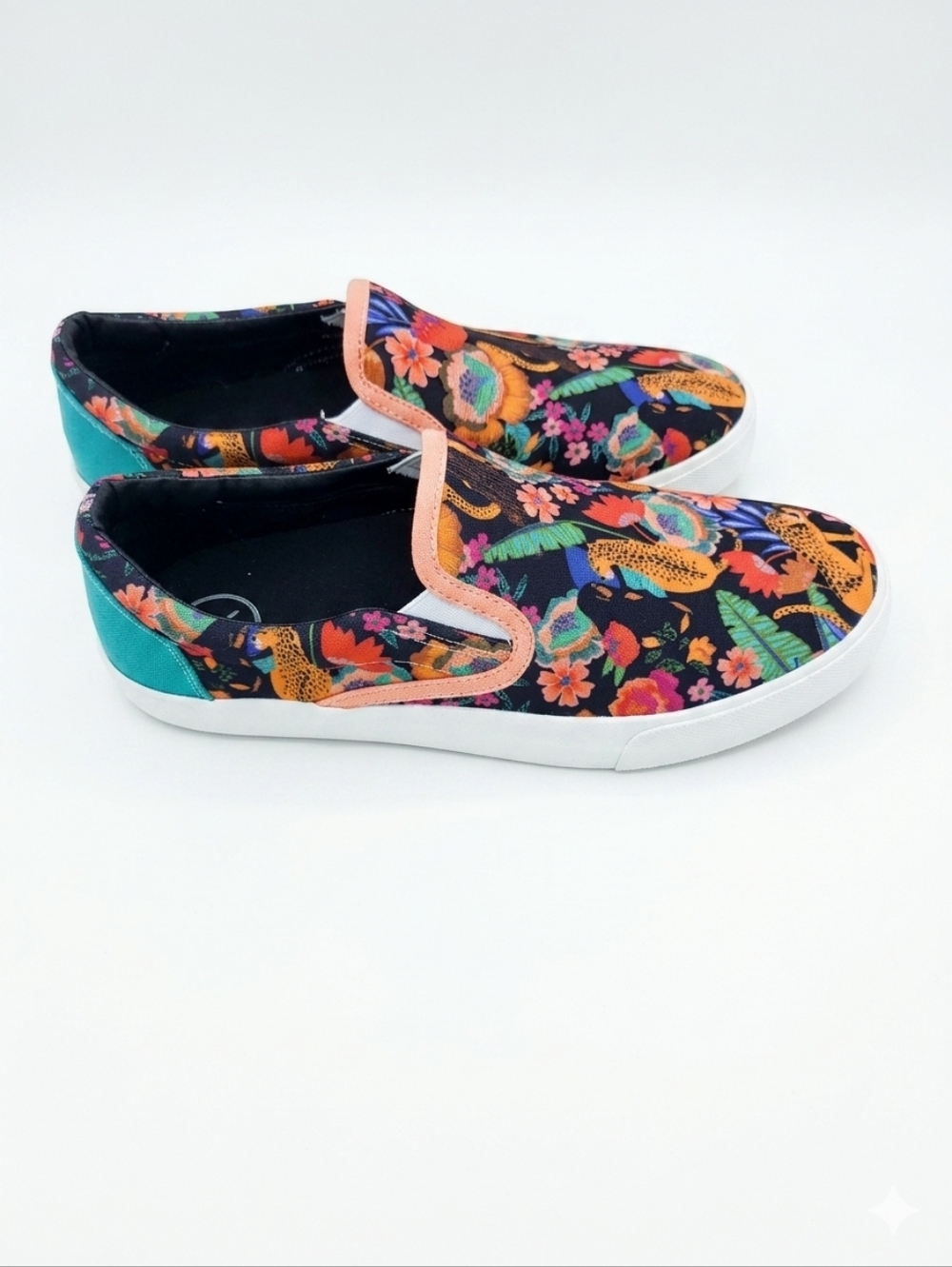 ​INKKAS Worldwear Jungle Jaguar Slip-On Sneaker Womens 10 Botanical Boho